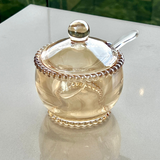 Açucareiro Cristal Bolinha Pearl Âmbar com Colher - 10 cm