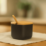 Açucareiro Lume Preto com Tampa de Bambu 200ml