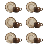 Jogo 6 Xicaras de Café com Pires Agata Bege 100ml