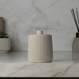 Porta Algodão ou Cotonete Striato Bege 10,5cm