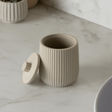 Porta Algodão ou Cotonete Striato Bege 10,5cm