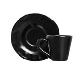 Jogo 6 Xicaras de Chá com Pires Preto Fosco Amassada 200ml