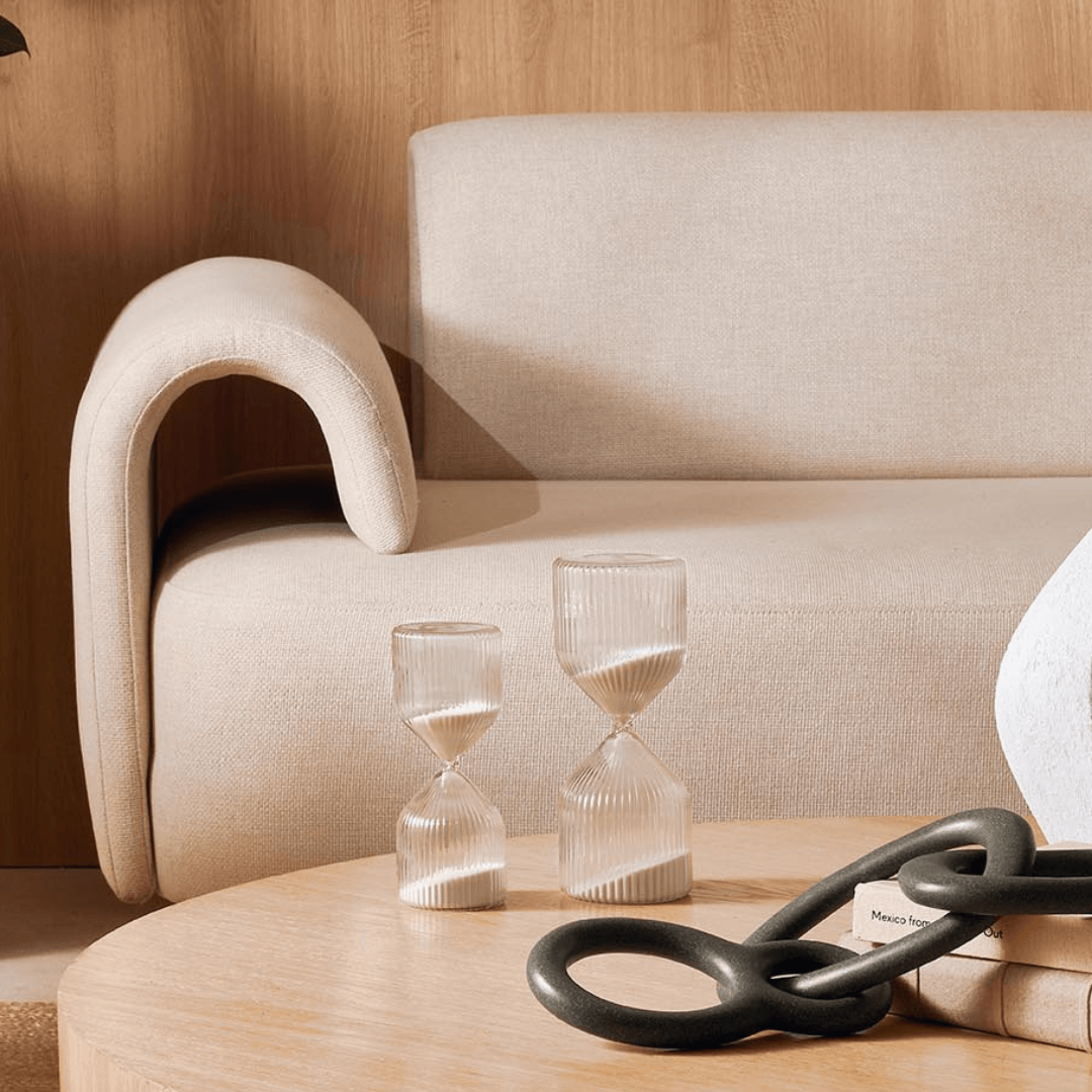 Ampulheta de Vidro Bege 60 Minutos - Ela Decora