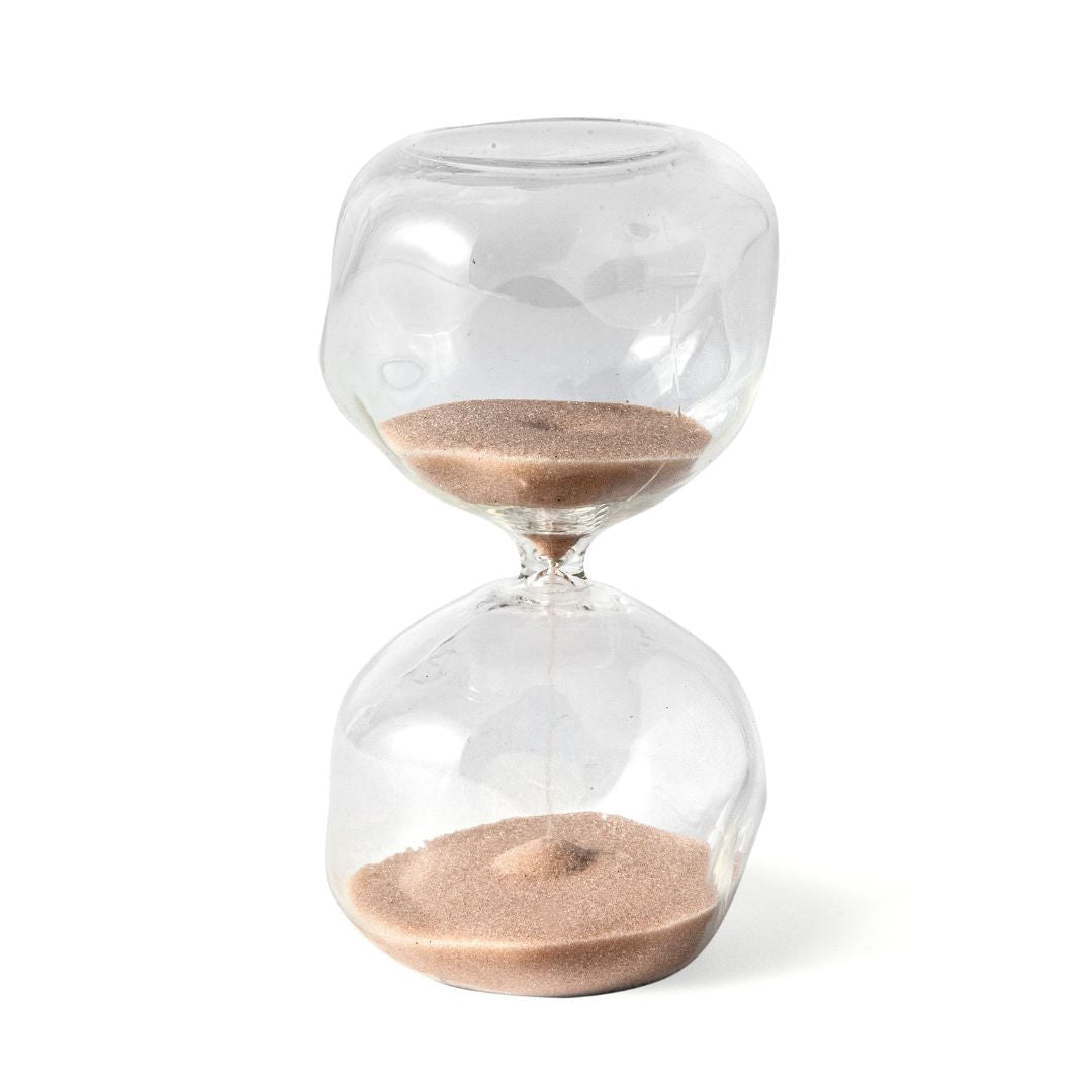 Ampulheta em Vidro Bege 13cm x 7cm - Ela Decora