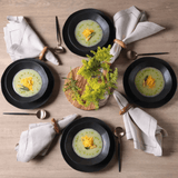 Aparelho de Jantar Orgânico Preto Matte 30 Peças - Ela Decora