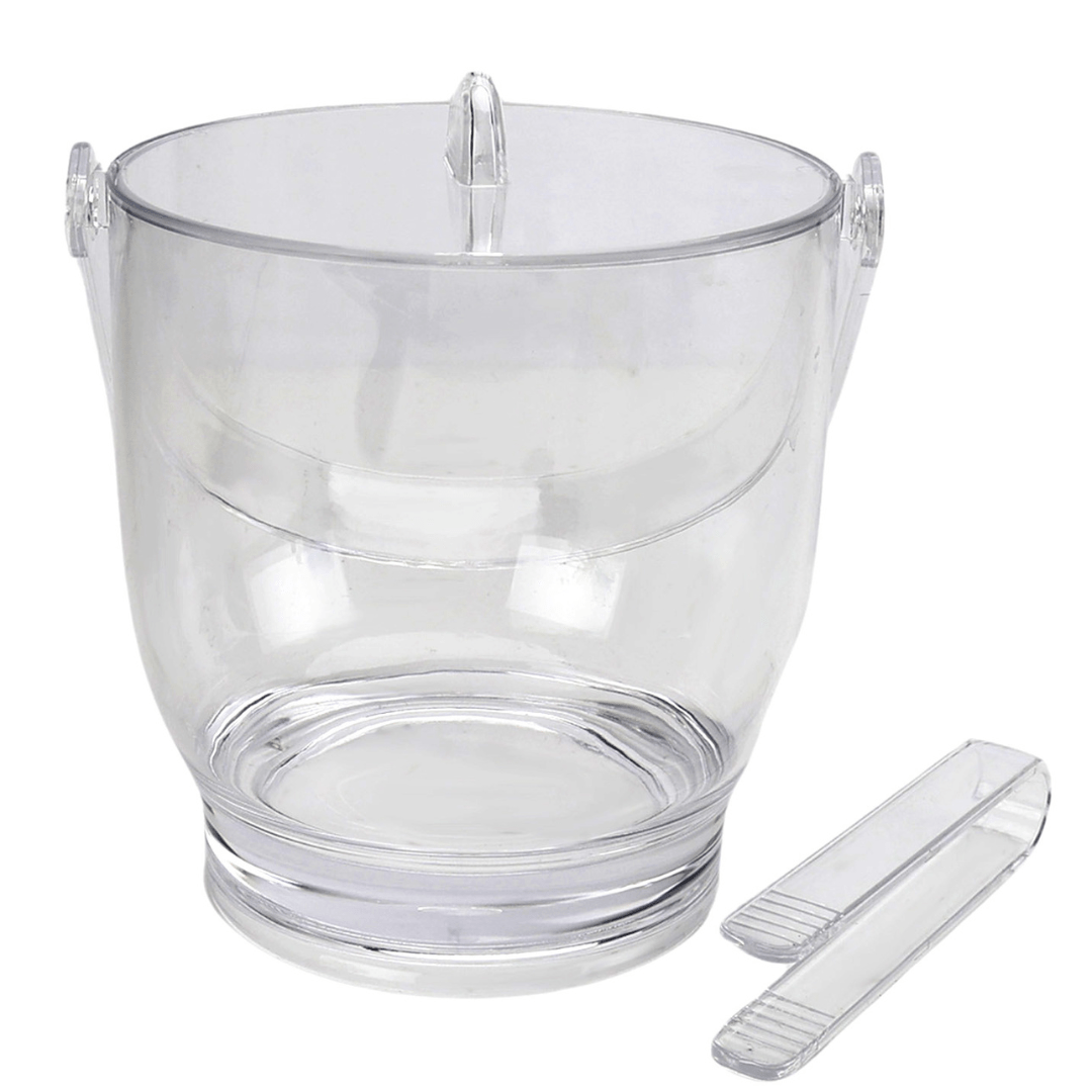 Balde de Gelo Redondo com Pinça e Tampa em Acrílico 19,5cm - Ela Decora
