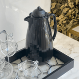 Bandeja de Madeira com Fundo de Vidro Pinus Preta 37cm - Ela Decora