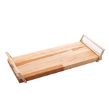 Bandeja de Madeira Teca com Aço Champanhe 41cm - Ela Decora