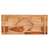Bandeja de Madeira Teca com Aço Champanhe 41cm - Ela Decora