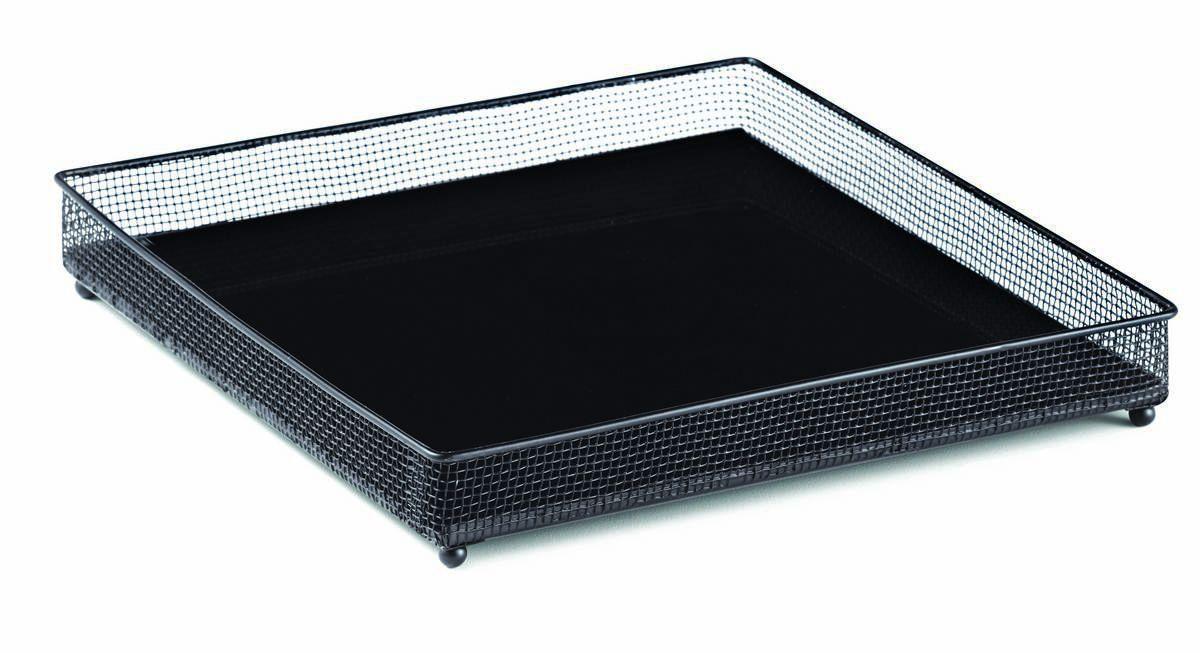 Bandeja de Metal com o Vidro Preto 25cm - Ela Decora