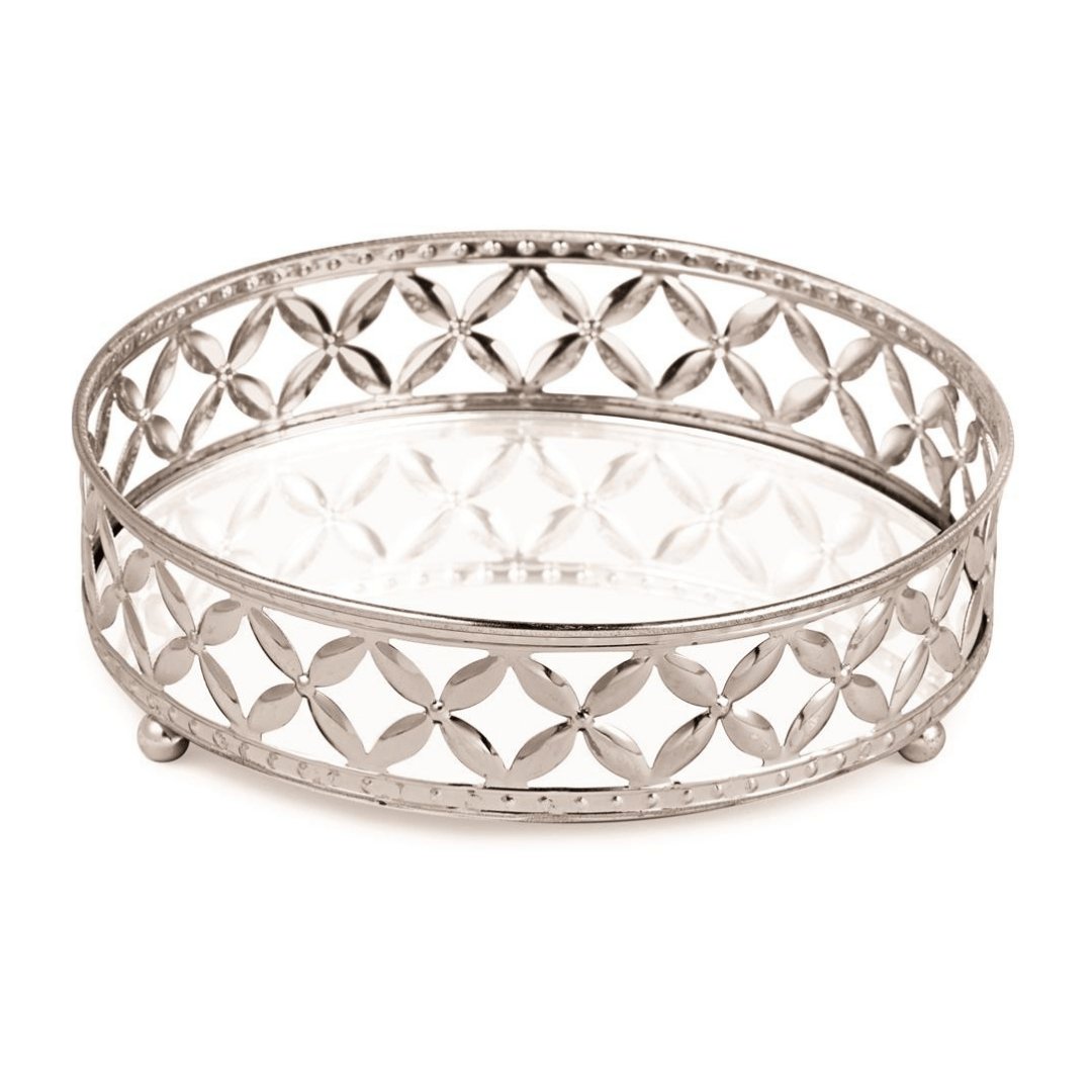 Bandeja de Metal Cromado M 20,5cm x 5cm - Ela Decora