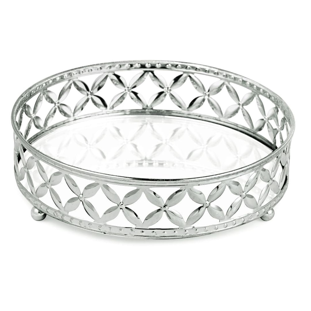 Bandeja de Metal Cromado P 17,5cm x 5cm - Ela Decora