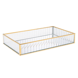 Bandeja de Metal Dourada com Espelho 30cm - Ela Decora
