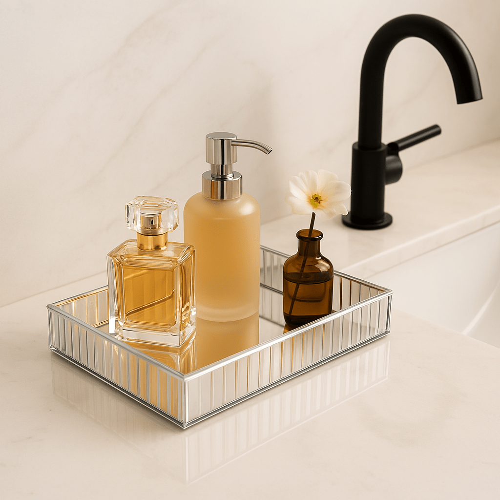 Bandeja de Metal Espelhada Cromada 25cm - Ela Decora