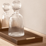 Bandeja Decorativa em MDF e PU Marrom G 40cm - Ela Decora