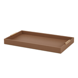 Bandeja Decorativa em MDF e PU Marrom G 40cm - Ela Decora