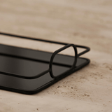 Bandeja Decorativa em Metal com Espelho Preta G 42cm - Ela Decora