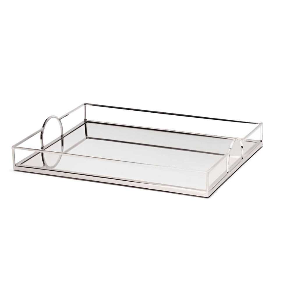 Bandeja Decorativa em Metal Espelhada G 35,5cm - Ela Decora