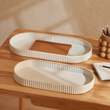 Bandeja Decorativa Oval de Metal Off - White 38cm - Ela Decora