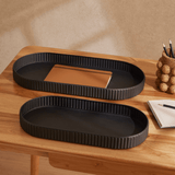 Bandeja Decorativa Oval de Metal Preta 45,5cm - Ela Decora