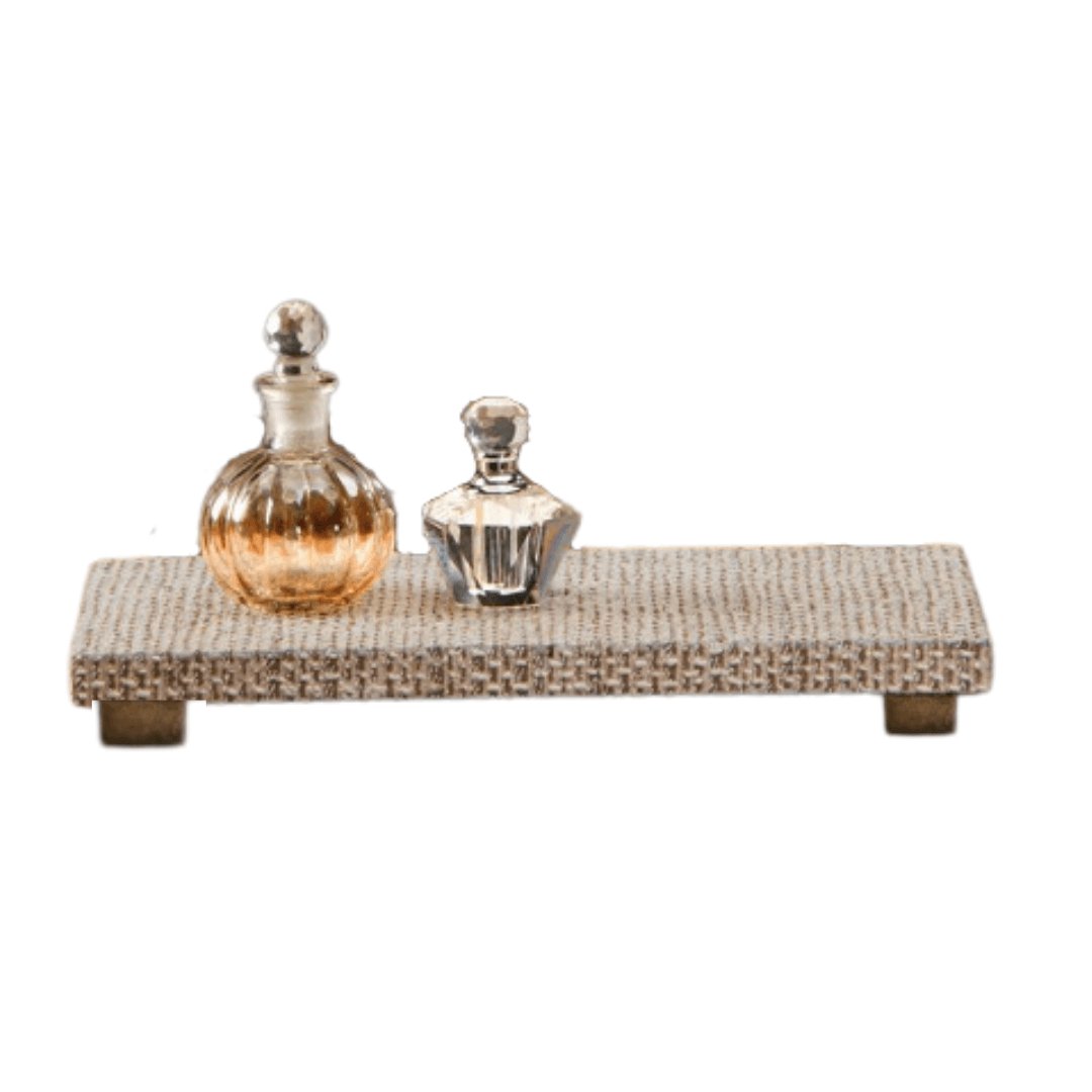 Bandeja Decorativa Retangular de Madeira e Metal Bertha 27cm - Ela Decora