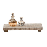 Bandeja Decorativa Retangular de Madeira e Metal Bertha 27cm - Ela Decora