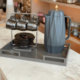 Bandeja Decorativa Retangular de Madeira Espelhada Dijon 40cm Chumbo - Ela Decora