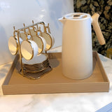 Bandeja em MDF com Revestimento em PU Bege 38cm - Ela Decora