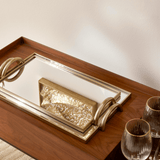 Bandeja em Metal com Espelho Dourado 45,5cm - Ela Decora