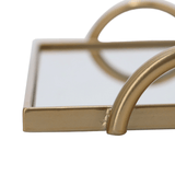 Bandeja em Metal com Espelho Dourado 45,5cm - Ela Decora