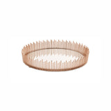 Bandeja em Metal Com Espelho e Borda Irregular Rose Gold 6 x 26 cm - Ela Decora