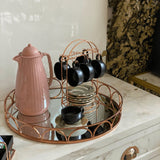 Bandeja em Metal com Espelho Rose Gold 45cm - Ela Decora