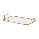 Bandeja em Metal Dourada com Espelho G 46,5cm - Ela Decora