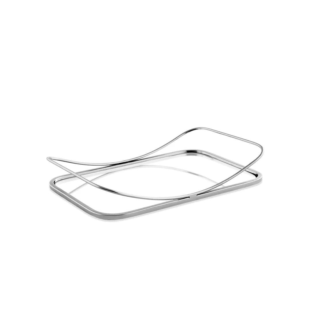 Bandeja em Metal Espelhada Cromada 33cm - Ela Decora