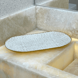 Bandeja em Metal Oval Off White 43cm G - Ela Decora