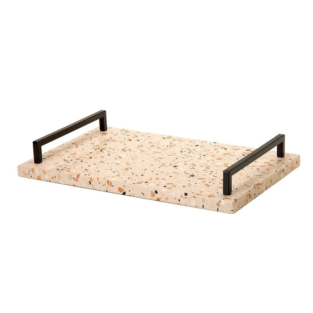 Bandeja em Terrazo e Metal com Alças 38cm - Ela Decora