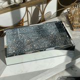 Bandeja Espelhada Retangular Pedraria Cromado 40cm x 25,50cm x 6,50cm - Ela Decora