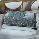 Bandeja Espelhada Retangular Pedraria Cromado 40cm x 25,50cm x 6,50cm - Ela Decora