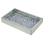 Bandeja Espelhada Retangular Pedraria Cromado 40cm x 25,50cm x 6,50cm - Ela Decora