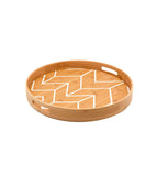 Bandeja Estampada de Bambu Redonda 35cm - Ela Decora