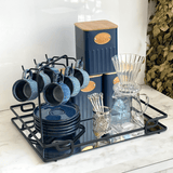 Bandeja Luana com Espelho Preta 57cm x 37cm - Ela Decora