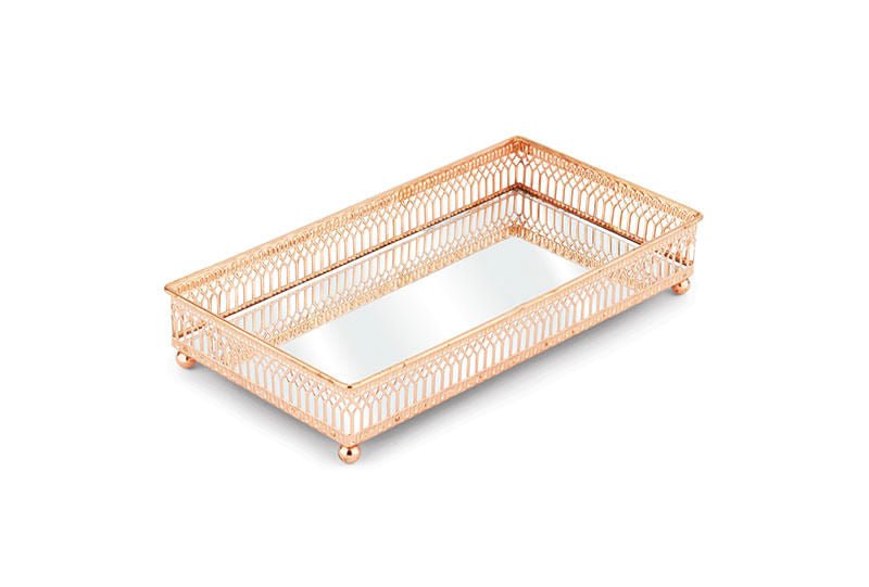 Bandeja Luxo Italiana Retangular Rose Gold P 24cm x 13cm x 4,5cm - Ela Decora