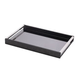 Bandeja Madeira Com Espelho Naturals Black Preta 45 x 30 cm - Ela Decora