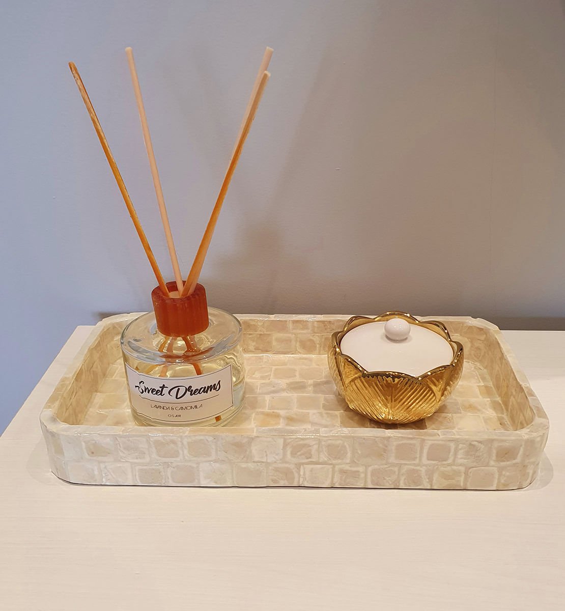 Bandeja Madrepérola M 32cm x 16cm x 4cm - Ela Decora