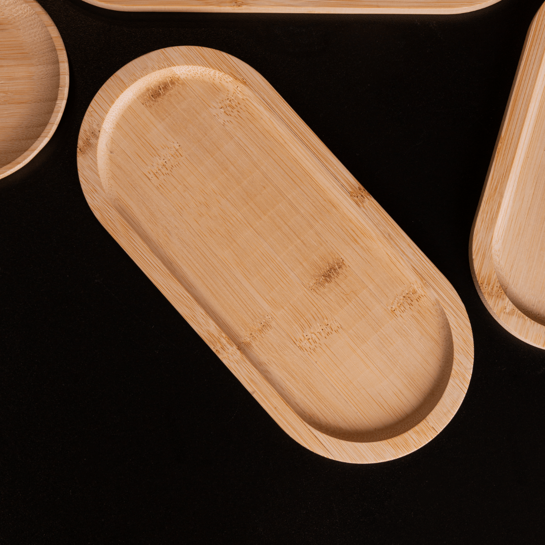 Bandeja Oval de Bambu Nature 28cm - Ela Decora