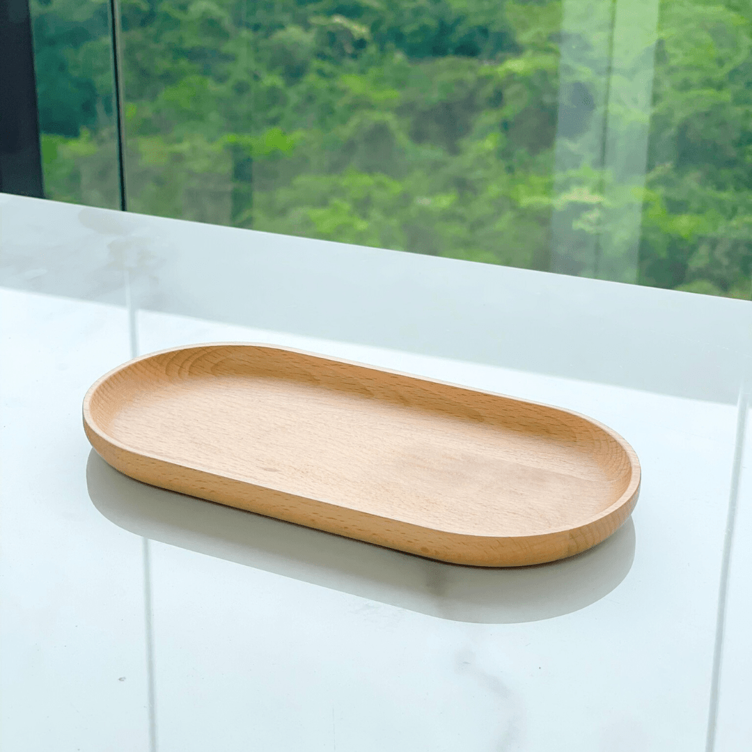 Bandeja de Madeira Oval para Mesa