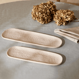 Bandeja Oval em Cerâmica Cinza 32cm P - Ela Decora