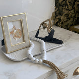 Bandeja Oval em Cerâmica Off White 32cm - Ela Decora