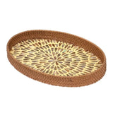 Bandeja Oval Rattan e Madrepérola 40cm - Ela Decora