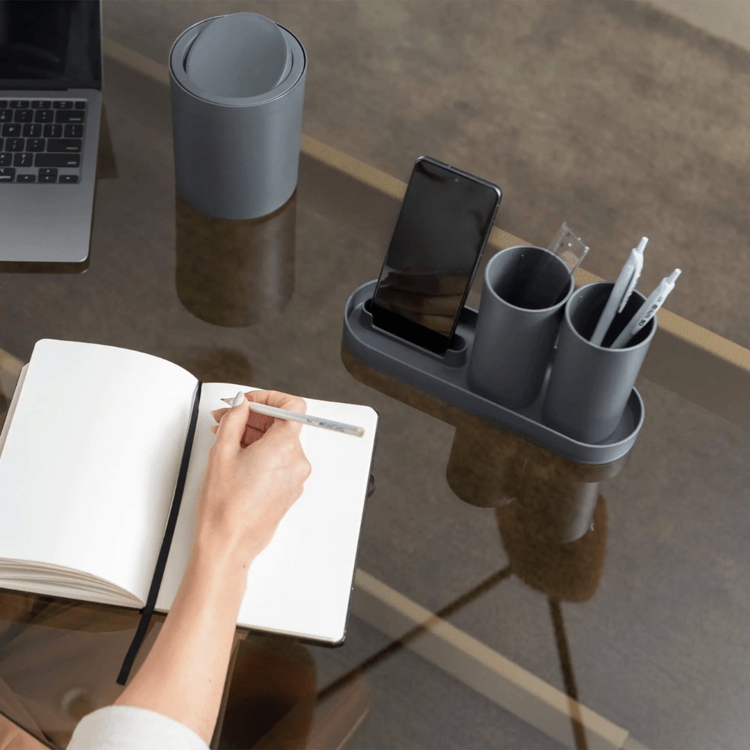 Bandeja para Banheiro com Porta Celular Serene Chumbo - Ela Decora